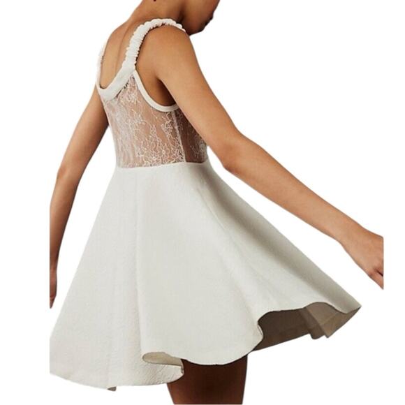 Free People Lace Mini Dress White Size Medium Babydoll - Picture 4 of 6